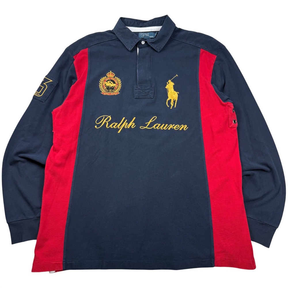 VTG Polo Ralph Lauren Big Pony Rugby Shirt Sz XLT Long Sleeve Snow Challenge Cup